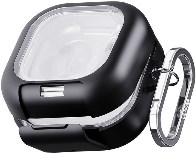 갤럭시 버즈4 프로 케이스 에어슬림 이중구조 잠금 분실 방지 보호 커버, 1개, 블랙, 갤럭시 버즈4/갤럭시 버즈4프로