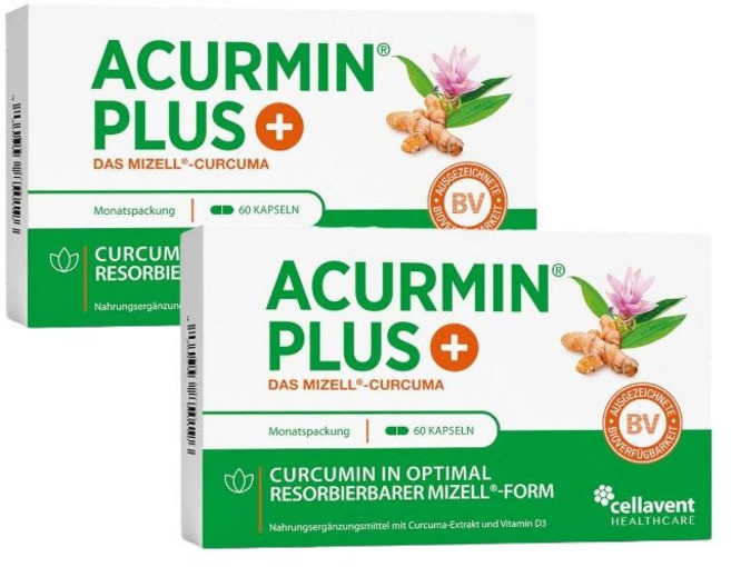 독일 내수용 셀라벤트 미셀라 커큐민 캡슐 고흡수 커큐민 비타민 D3 복합 포뮬러 Cellavnet Original Micellar Turmeric Capsules, 30정, 2개