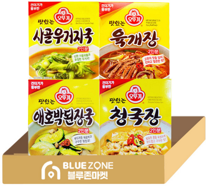 오뚜기 즉석국4종세트 ( 맛있는사골우거지국 + 맛있는애호박된장국 + 맛있는육개장 + 맛있는청국장 ), 1세트