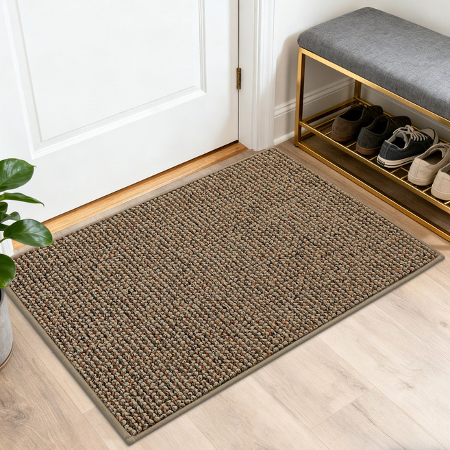 FloorHug 미끄럼방지 흡수형 현관 매트 먼지 차단 세탁기 세척 가능, 1개, 카멜색
