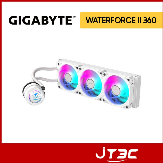 GIGABYTE 技嘉 AORUS WATERFORCE II 360 鷹魂二代 水冷散熱器 (黑), 白, 1個