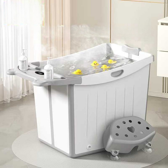 간이 욕조 반신욕조 접이식 미니 이동식 목욕통 원룸, 1개, 회색 (온도조절)