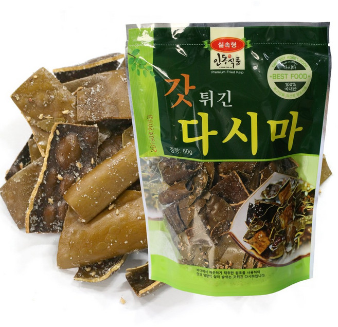 (인동식품)갓튀긴 다시마튀각 60gx20봉(1박스) 반찬 안주, 20개, 1.2kg