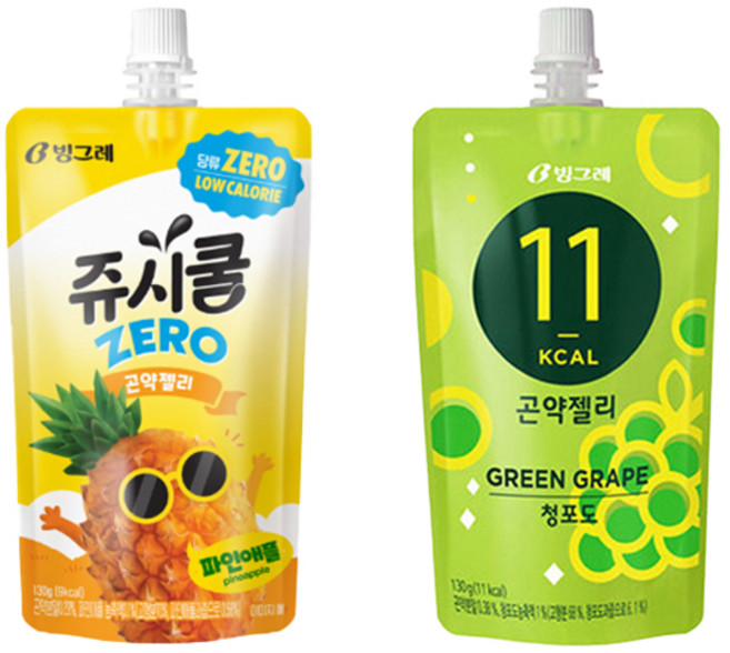 빙그레 곤약젤리130g 쥬시쿨제로 파인15개＋곤약젤리 청포도15개, 130g, 1개