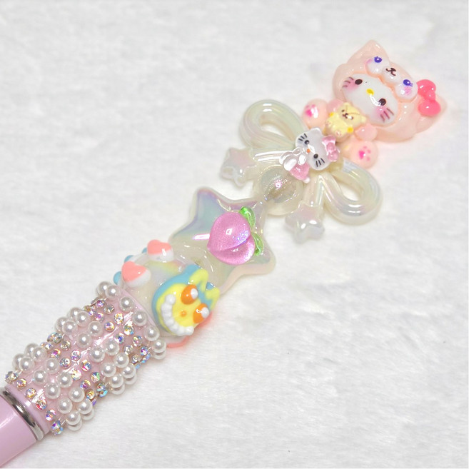 볼펜꾸미기 캐릭터 수제 볼펜 완제품 4종, 1개, 연핑크펜 고양이