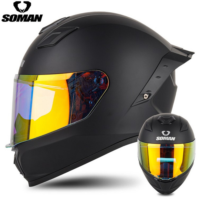 soman F1 全罩式安全帽 降噪 安全認證 插釦 拆洗內裡 耳機槽, 消光黑,XL(59-60CM)