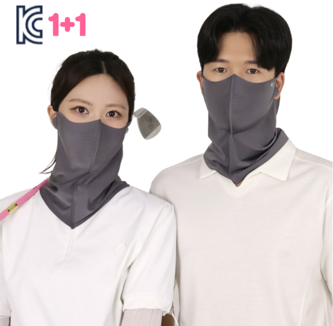 패션포럼 자외선차단 쿨 스포츠 골프마스크 1+1, 1세트, 블랙+블랙