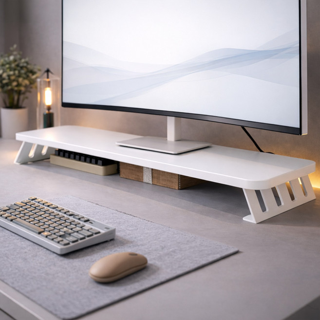 차르미콜 모니터 받침대 탄소강 프레임 데스크 정리 수납 선반, 화이트(80cm)