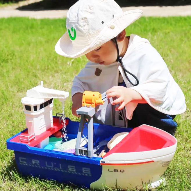 KURUA 낚시 장난감 KC인증소꿉놀이 모형 기선 완구 소꿉장난감, 푸른 색, 1개