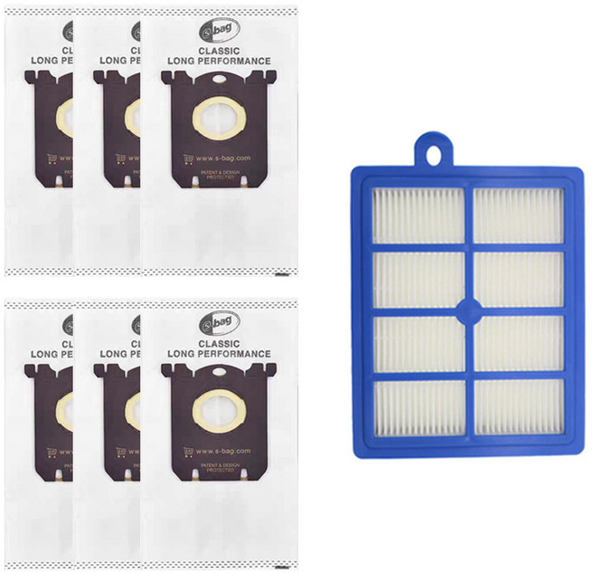 에스엔스토어 필립스 일렉트로룩스 헤파필터 S-BAG 먼지봉투, 1세트, 먼지봉투 6개+필터1개
