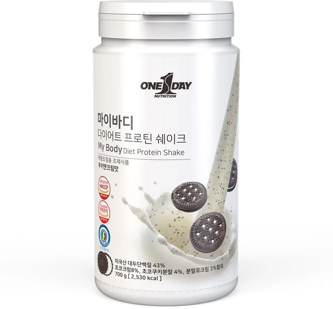 원데이뉴트리션 마이바디 다이어트 프로틴 쉐이크 쿠키앤크림맛, 700g, 1개 - 쿠팡