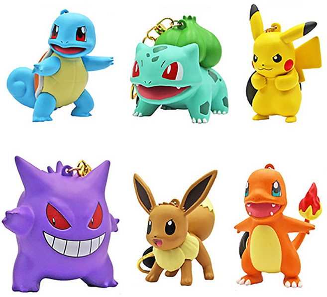포켓몬 피규어 피카츄 이상해씨 파이리 꼬부기 이브이 팬텀 랜덤1종 키링 열쇠고리 가방걸이 장난감