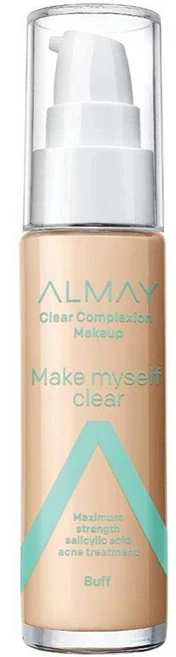 Almay 클리어 컴플렉션 메이크업 매트 피니쉬 리퀴드 파운데이션 500 내추럴 오커 1온스 살리실산 함유 저자극성 무향, 200 Buff, 1, 30ml - 쿠팡