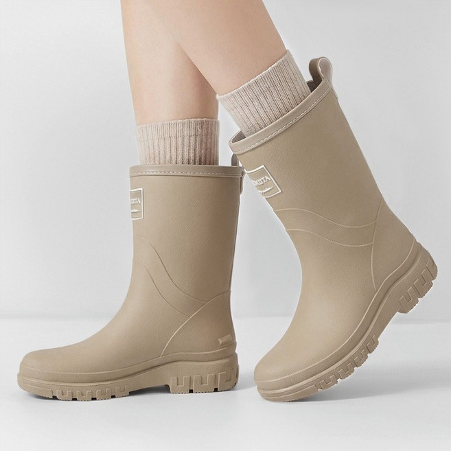 Modern Fashion 심플 여성 미들 장화 미끄럼방지 레인부츠