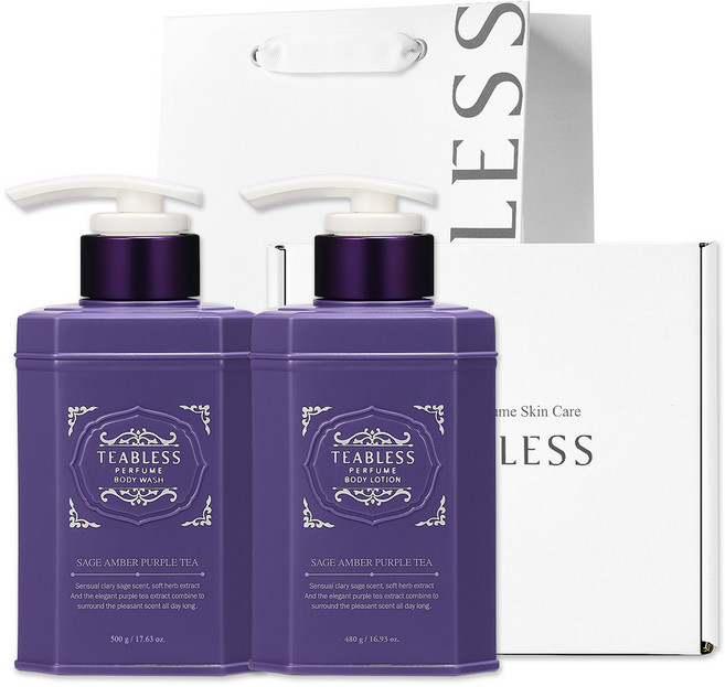 티블레스 세이지 앰버 퍼플티 퍼퓸 바디로션 앤 바디워시 기프트 세트, 1세트