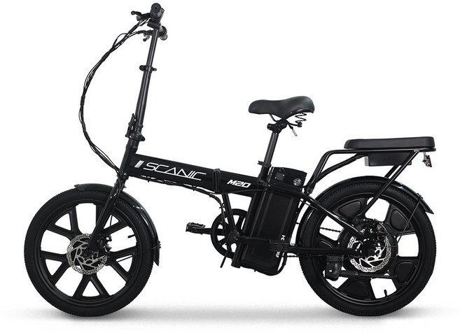 AU테크 스카닉 M20 48V 접이식 미니벨로 출퇴근 전동 전기자전거, 블랙, 스틸