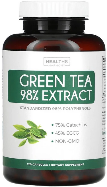 Healths Harmony 그린티98% 추출물 120정 2병 카테킨 EGCG 폴리페놀 Antioxidant - 쿠팡