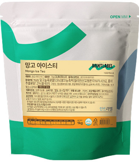 민트라벨 망고 아이스티 1kg 1박스 12개