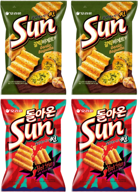 오리온 썬 갈릭바게트맛 135g 2개 + 핫스파이시맛 135g 2개 혼합세트