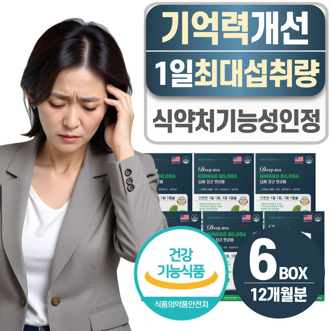 수험생 영양제 헬시위듀 징코 은행잎추출물, 6개, 60정