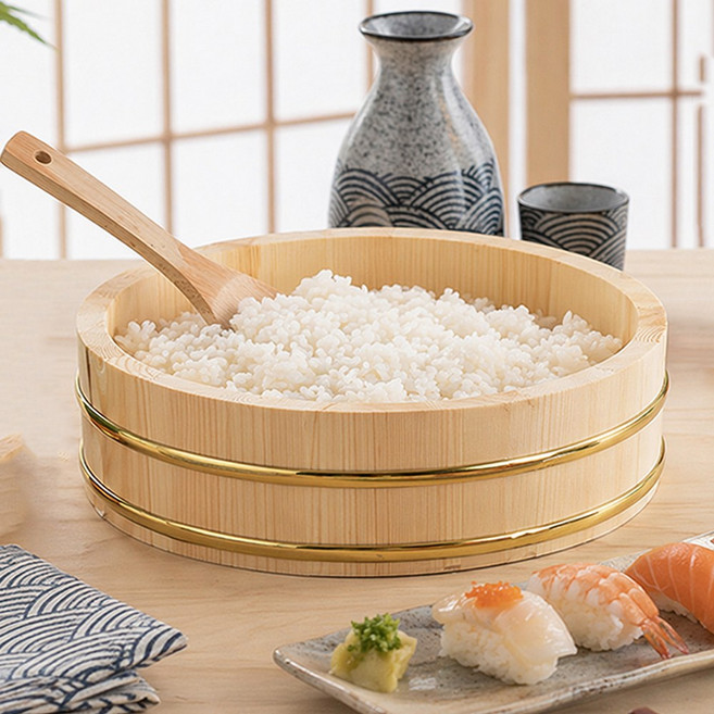 키치스 홈마카세 우드 샤리통 초밥 식힘통 스시 밥그릇 나무 한기리, 1개, 골드우드