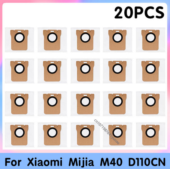 Xiaomi Mijia Omni M40 D110CN 교체 부품 로봇 진공 부품 사이드 브러시 Hepa 필터 걸레 천 먼지 봉투 액세서리, [10] 20PCS