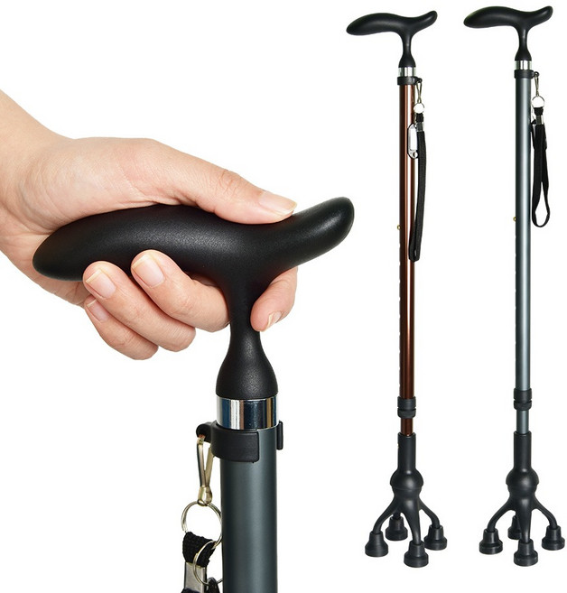 편리안 고령자용지팡이 알루미늄 4발 AQ-GR24그레이 / AQ-BR24브론즈, 그레이 AQ-GR24, 1개