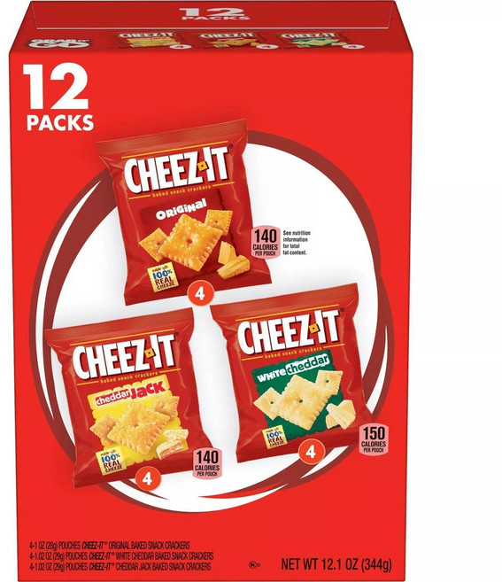 Cheez-It 베이크드 스낵 크래커 그레이트 포 온-더-고 3종 세트, 344g, 1개