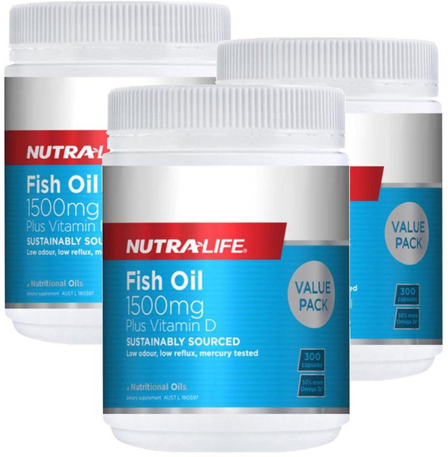 뉴트라라이프 피쉬오일 1500mg 오메가3 비타민D NUTRALIFE Fish Oil Plus Vitamin D, 3개, 300정