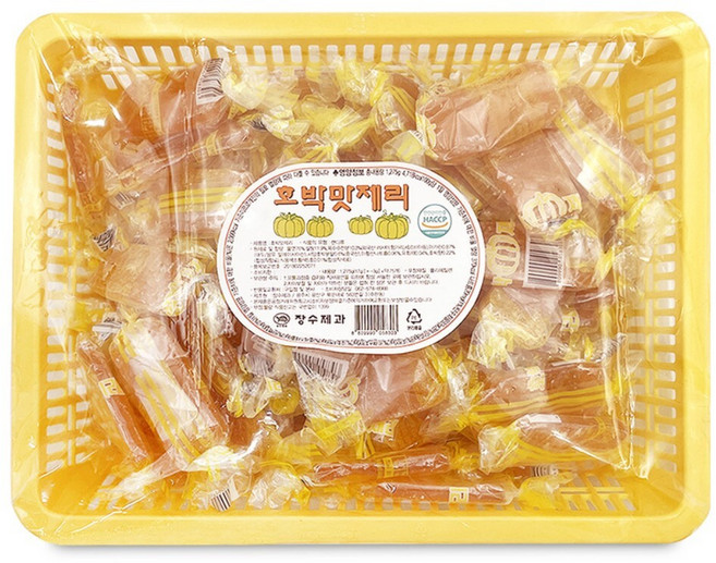 추억의 호박 맛 제리 1275gx4통 1박스 옛날 젤리 낱개포장 대용량 어르신 간식 바구니 파티, 5.1kg