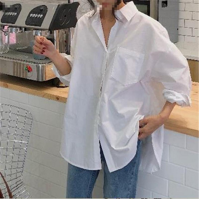 春季新款韓版設計感長袖寬鬆女式白襯衫
