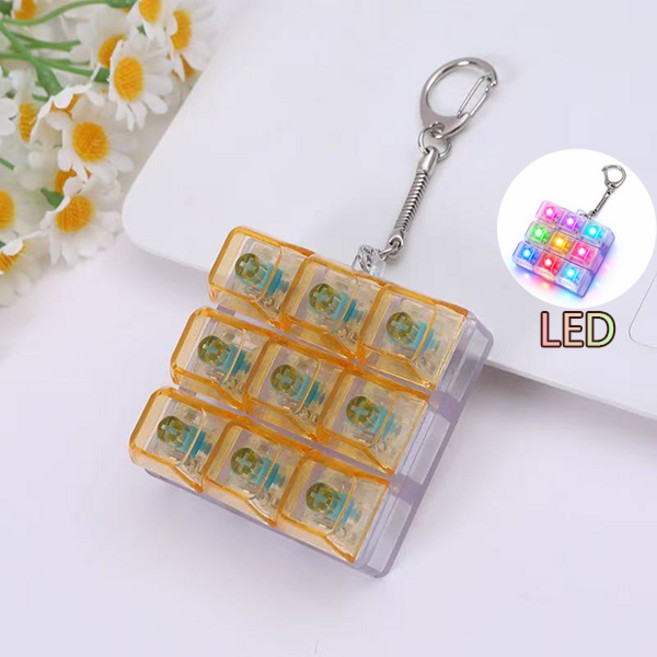 치프몰 기계식 키보드 투명 키캡 LED 열쇠고리 9캡, 1개, 주황색