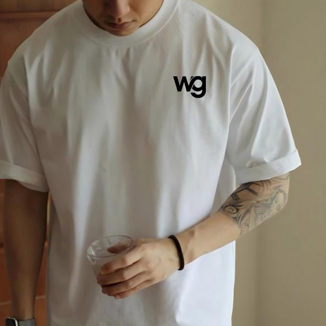 남성 300g 헤비 중면 순면 반팔 티셔츠 무지 빈티지 워크 기본 티 남성용 상의