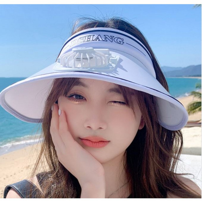 여성 여름 자외선 차단 미니 선풍기 썬캡