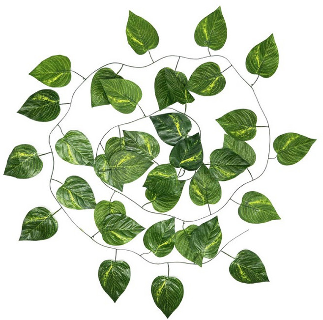 仿真植物藤蔓壁掛裝飾組 2.2米長 人造常春藤葉 壁掛植物藤條【TF003】, 1個, 12條/包, 綠色