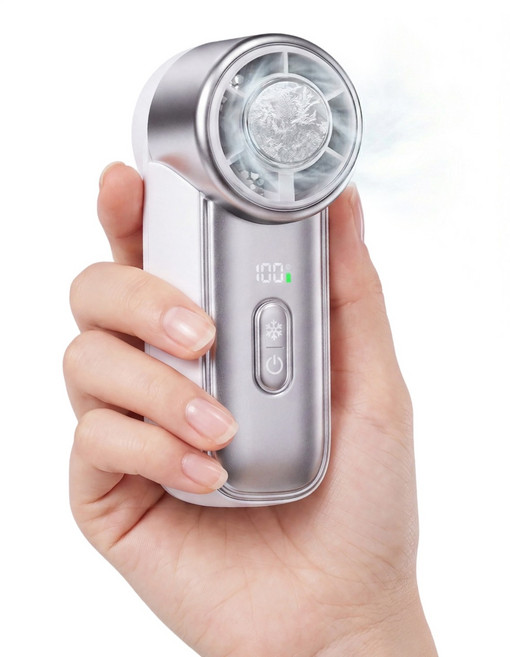 JGUG 휴대용 초미니 선풍기 BLDC 100단 파워풍량 아이스 냉각 쿨링 포켓 손풍기, 실버 화이트, YF15