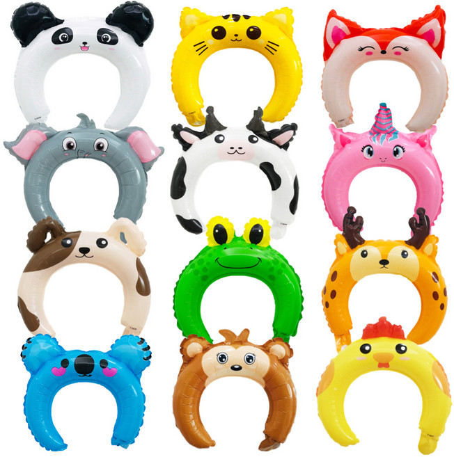 스마일파티 동물 머리띠 헤어밴드 풍선, 1세트, 12종