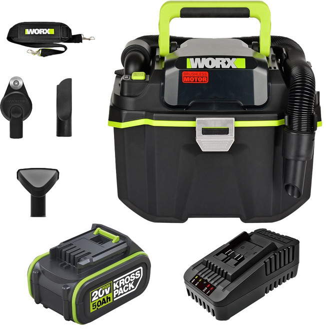 웍스 충전 진공청소기 WU036 20V 5.0Ah 무선 먼지 흡입 집진기, 1개