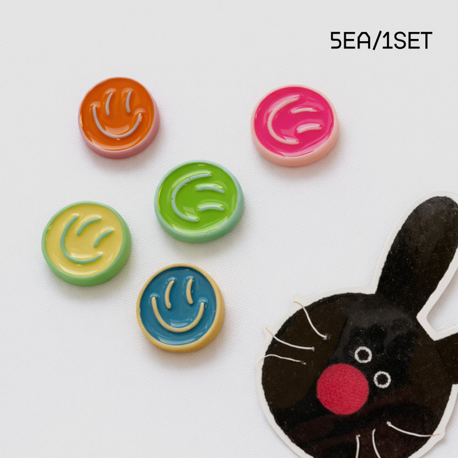 후암마켓 라인 스마일 마그넷 냉장고 메모 자석 5종 세트, 혼합색상