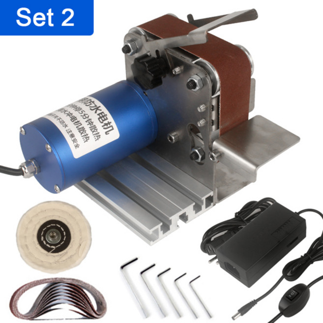 샌딩기 원형 사포 미니 소형 전기 방수 벨트 연마기 DIY 나이프 숫돌 연마 그라인딩 머신 110V-240V 가변 속도 30x330mm, [02] Set 2, 1