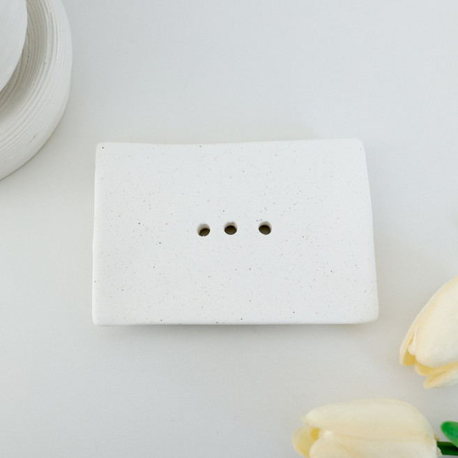 케이트가든 호텔 비누 받침 세라믹 도자기, 1개, 화이트