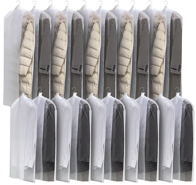 아모란나 화이트 부직포 투명창 옷커버 양복10P+코트10P, 20개, 1개입