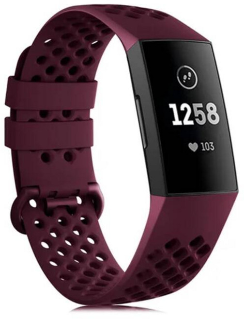 스마트워치 손목 밴드 Fitbit Charge 4 스마트 워치 팔찌 소프트 TPU 시계 스트랩 3 SE Charge4 Charge3 [호환], [04] For Charge 4 L Size, For Charge 4 L Size, Purple Red Hole