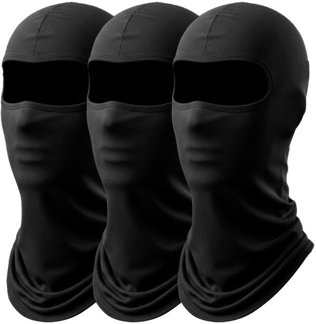 위즈맥스 롱가드 자외선차단 여름 쿨 바라클라바, 블랙, 3개