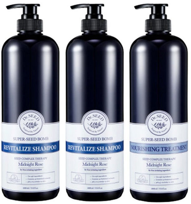 닥터시드 샴푸 1000ml 2개+트리트먼트 1000ml 미드나잇로즈, 2개, 1L