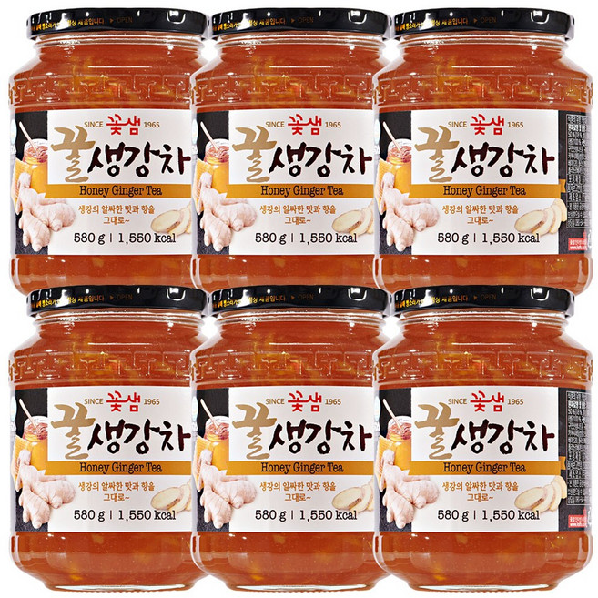 꽃샘 꿀생강차, 580g, 6개, 1개입