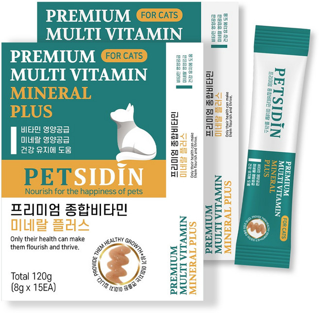 펫시딘 고양이 종합비타민 미네랄 비타민영양 미네랄영양 건강유지 영양제, 15회분, 종합영양제, 2개