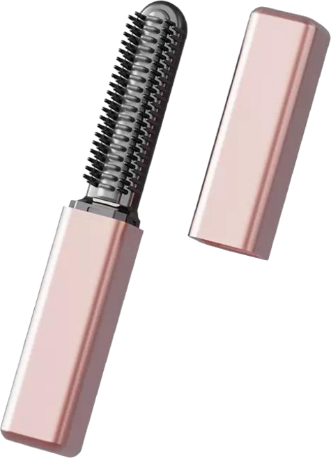 日本劉海梳迷你直髮梳無線充電便攜捲髮棒隨身造型電熱梳不傷發, 1個, 玫瑰金-小金條:1個