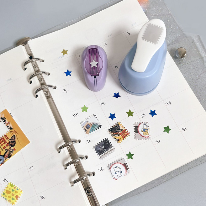 진트리샵 우표 모양 미니 펀칭기, 1세트, 별우표듀오세트