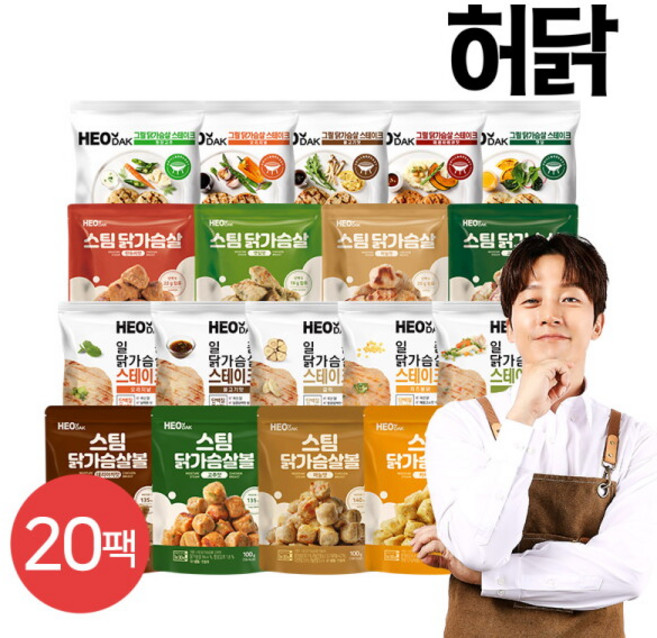 닭가슴살 리뉴얼 리얼 알짜 패키지 20팩[I], 20개, 옵션:허닭 닭가슴살 리얼 알짜 패키지 20팩
